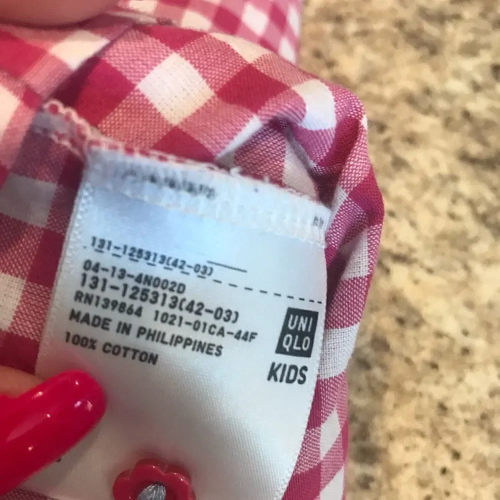 Uniqlo Girls Size 11 Pink White Checkered Dress